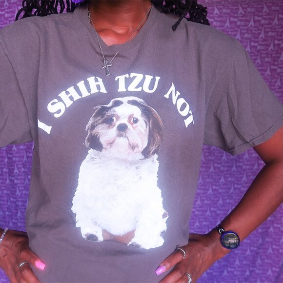 Delta Pro Weight "i shih tzu not" t-shirt tee shirt dog doggie doggy in gray L - Picture 1 of 6